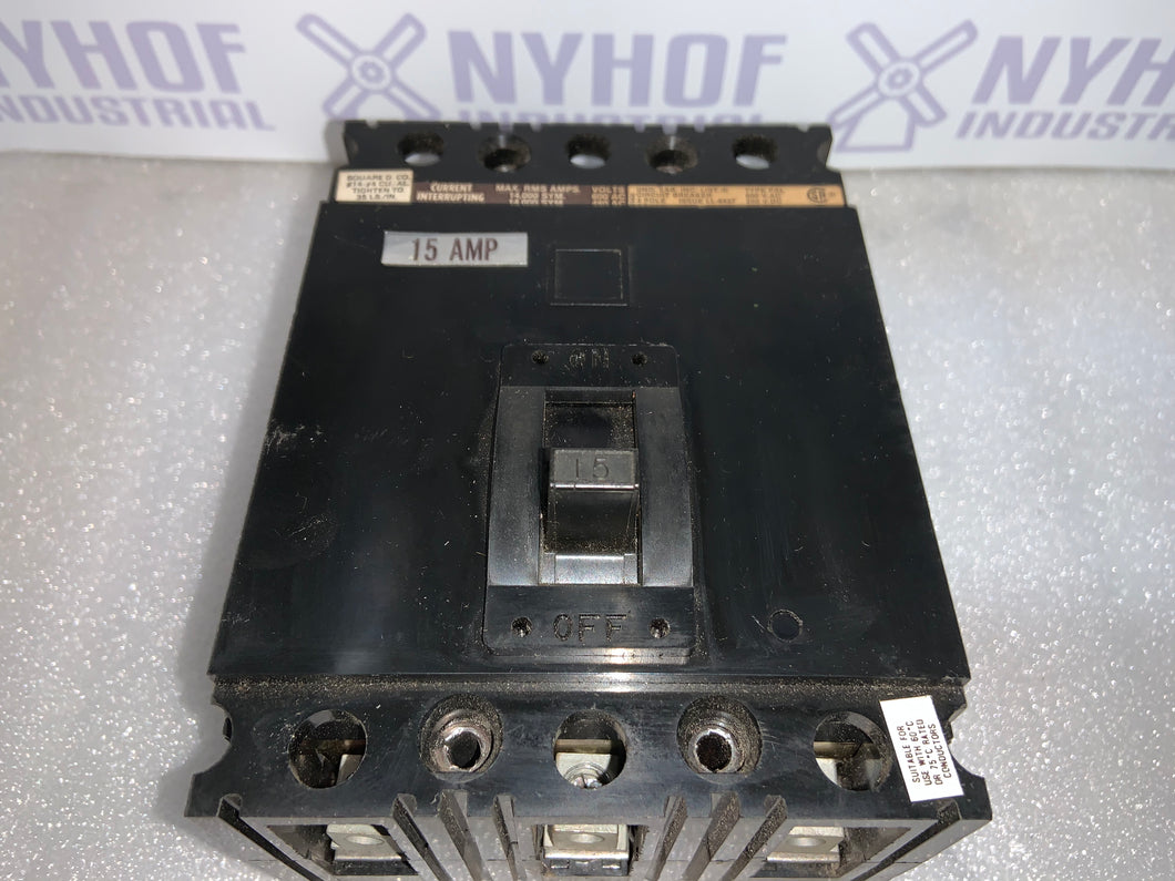 Square D FAL-36015 15A Brekaer 3 Pole 600VAC