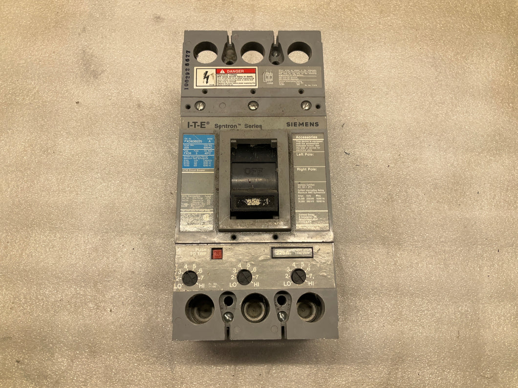 SIEMENS ITE FXD63B225 3 POLE BREAKER-HEH