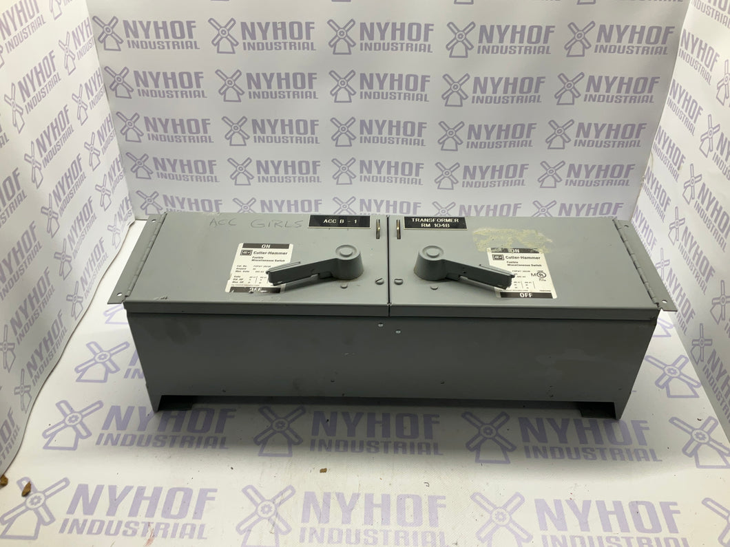 Cutler Hammer FDPWT3623R 60A 100A 600v Twin Fusible Panel Mount Switch